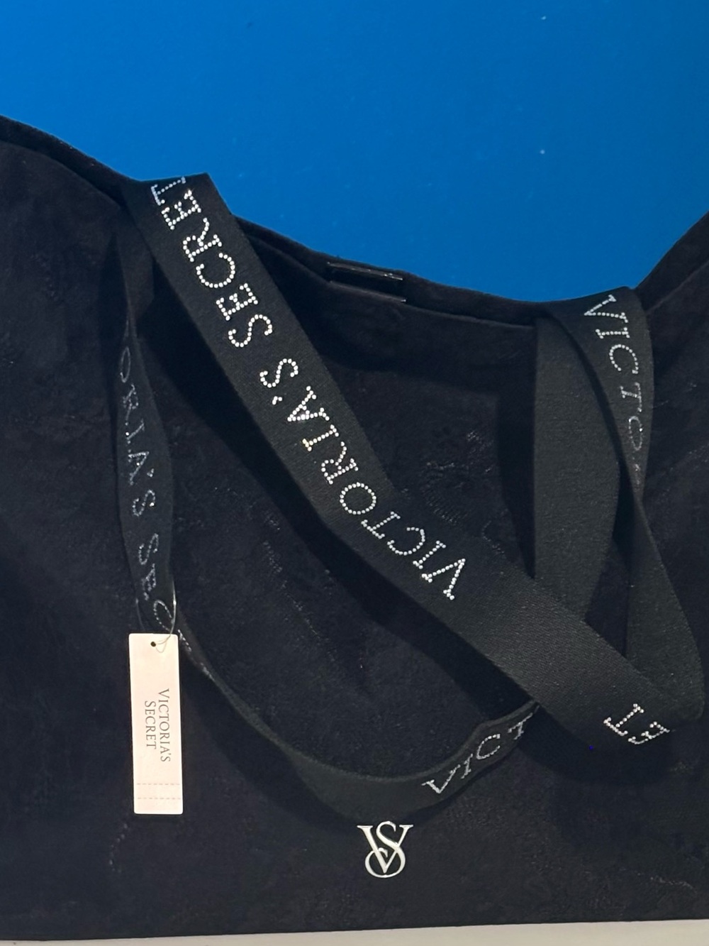 Victoria's Secret Black Logo Strap Tote